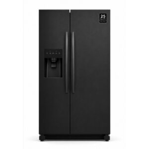 Used 36″ Side-by-Side Refrigerator Freezer – 25 Cu Ft Black | Ice Maker | Glass Shelves | UAE